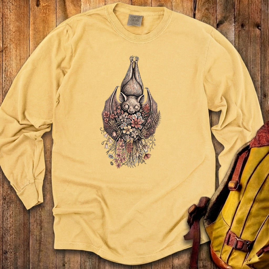 Hanging Bat Holding Flowers Premium Long Sleeve