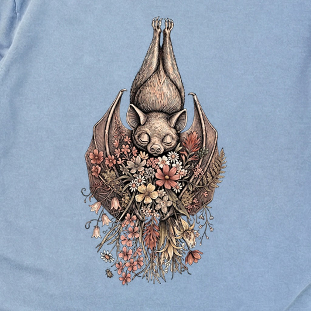 Hanging Bat Holding Flowers Premium Long Sleeve