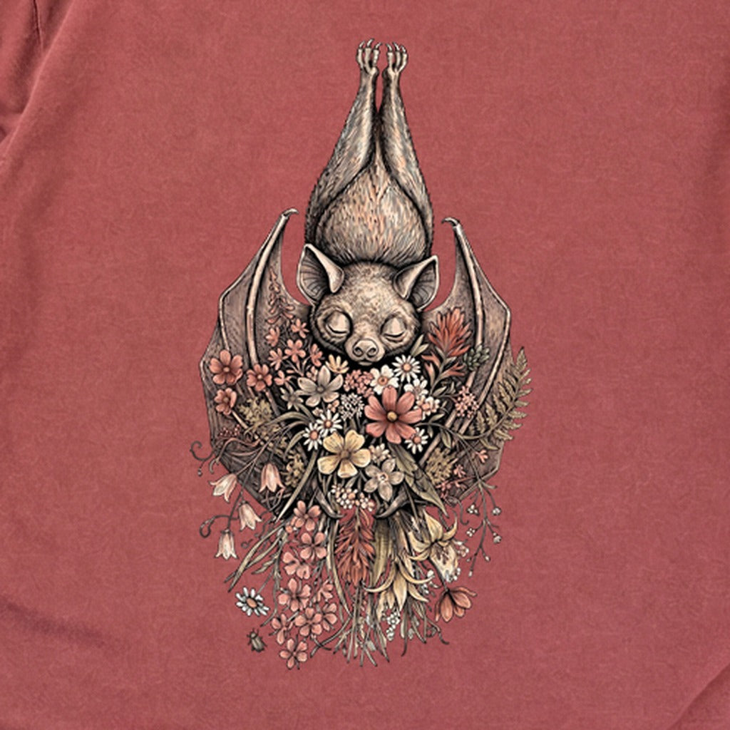 Hanging Bat Holding Flowers Premium Long Sleeve