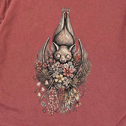 Hanging Bat Holding Flowers Premium Long Sleeve