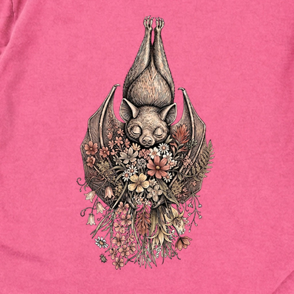Hanging Bat Holding Flowers Premium Long Sleeve