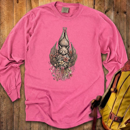 Hanging Bat Holding Flowers Premium Long Sleeve
