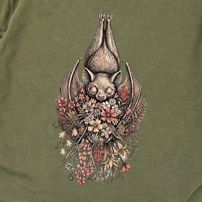 Hanging Bat Holding Flowers Premium Long Sleeve
