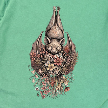 Hanging Bat Holding Flowers Premium Long Sleeve