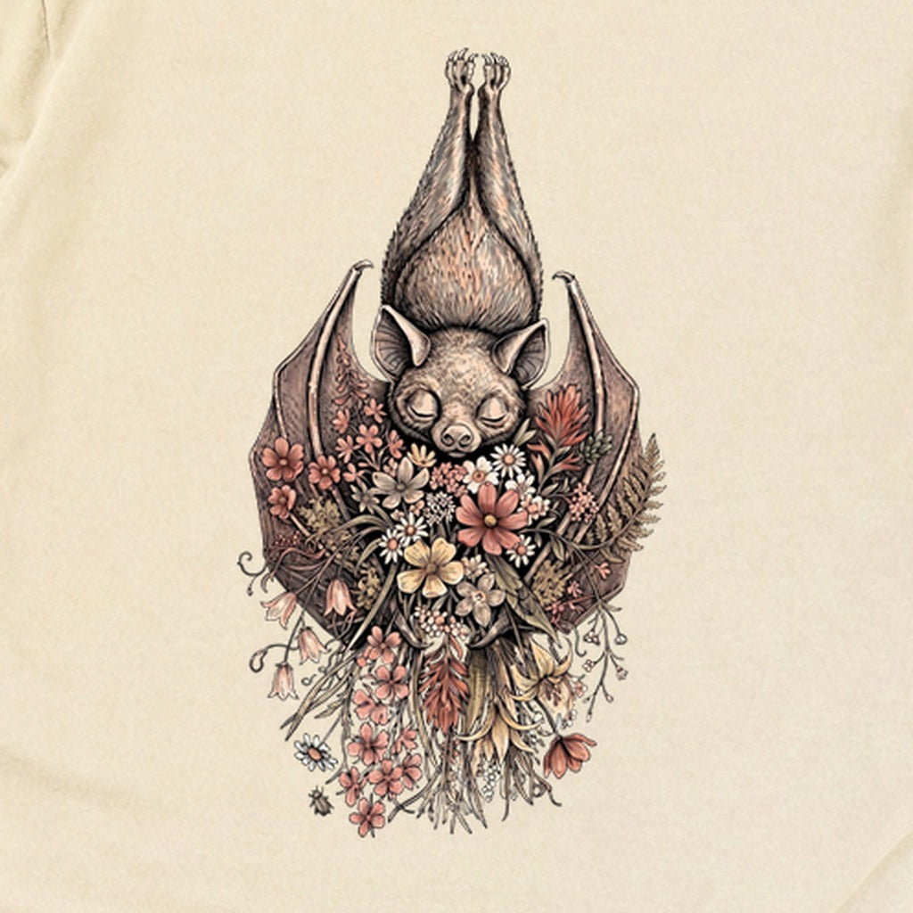 Hanging Bat Holding Flowers Premium Long Sleeve