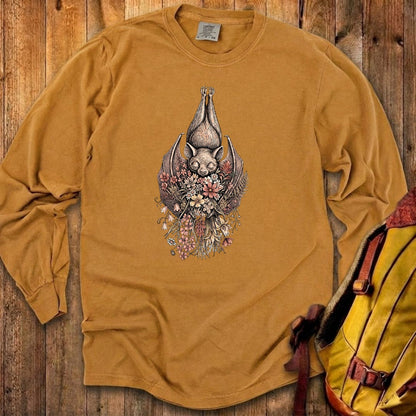 Hanging Bat Holding Flowers Premium Long Sleeve
