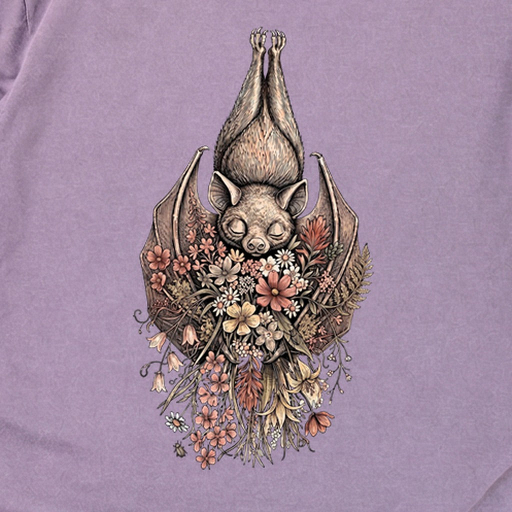 Hanging Bat Holding Flowers Premium Long Sleeve