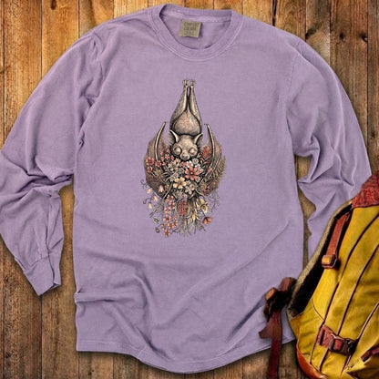 Hanging Bat Holding Flowers Premium Long Sleeve