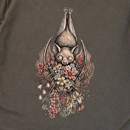 Hanging Bat Holding Flowers Premium Long Sleeve