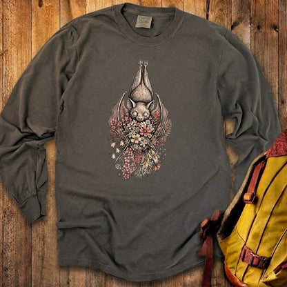 Hanging Bat Holding Flowers Premium Long Sleeve