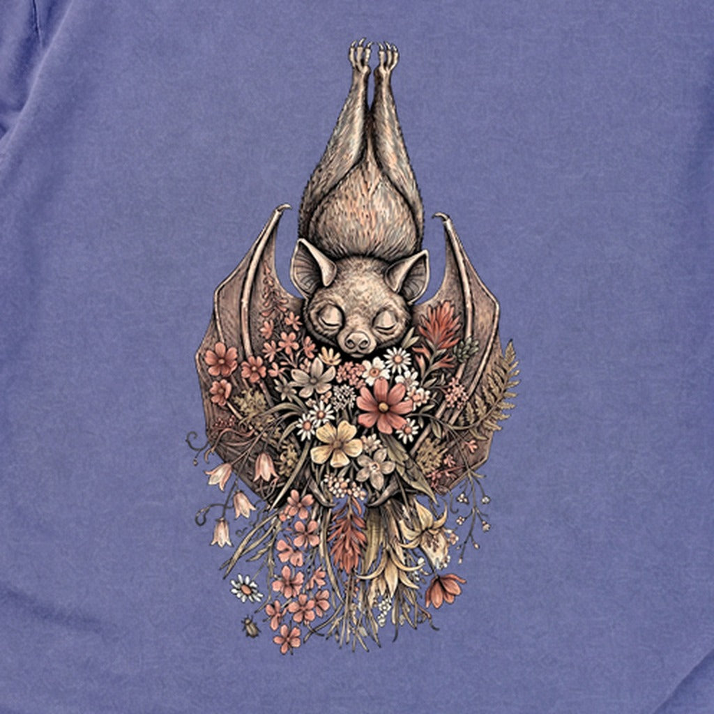 Hanging Bat Holding Flowers Premium Long Sleeve