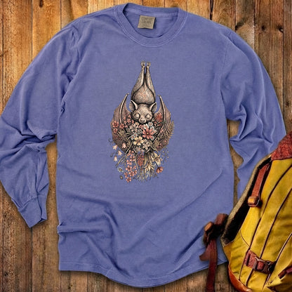 Hanging Bat Holding Flowers Premium Long Sleeve