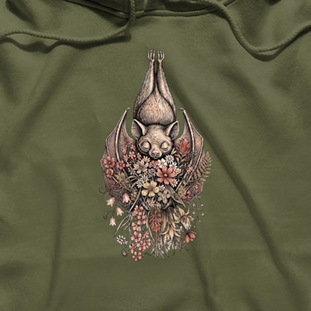 Hanging Bat Holding Flowers Hoodie
