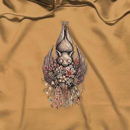 Hanging Bat Holding Flowers Hoodie