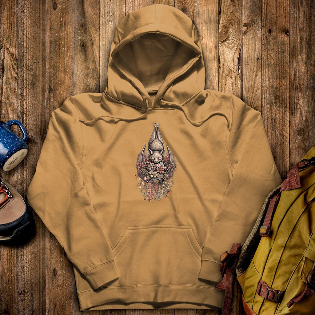 Hanging Bat Holding Flowers Hoodie
