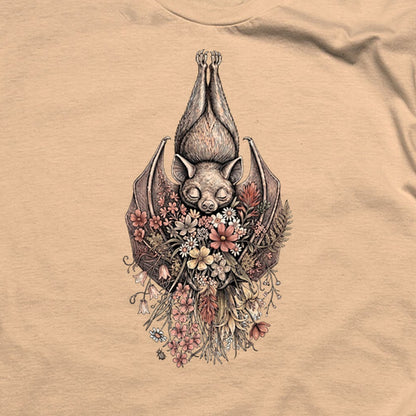 Hanging Bat Holding Flowers T-Shirt