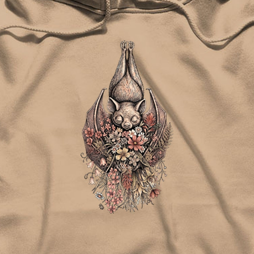 Hanging Bat Holding Flowers Hoodie