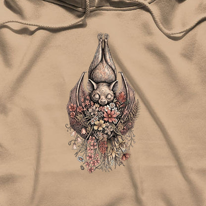 Hanging Bat Holding Flowers Hoodie