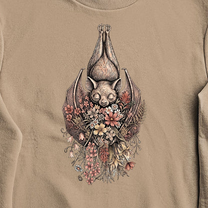 Hanging Bat Holding Flowers Crewneck Sweatshirt