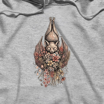 Hanging Bat Holding Flowers Hoodie