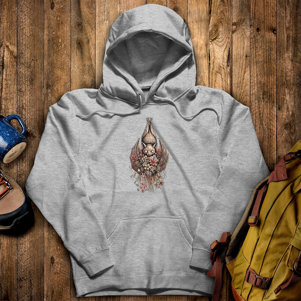 Hanging Bat Holding Flowers Hoodie