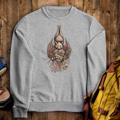 Hanging Bat Holding Flowers Crewneck Sweatshirt