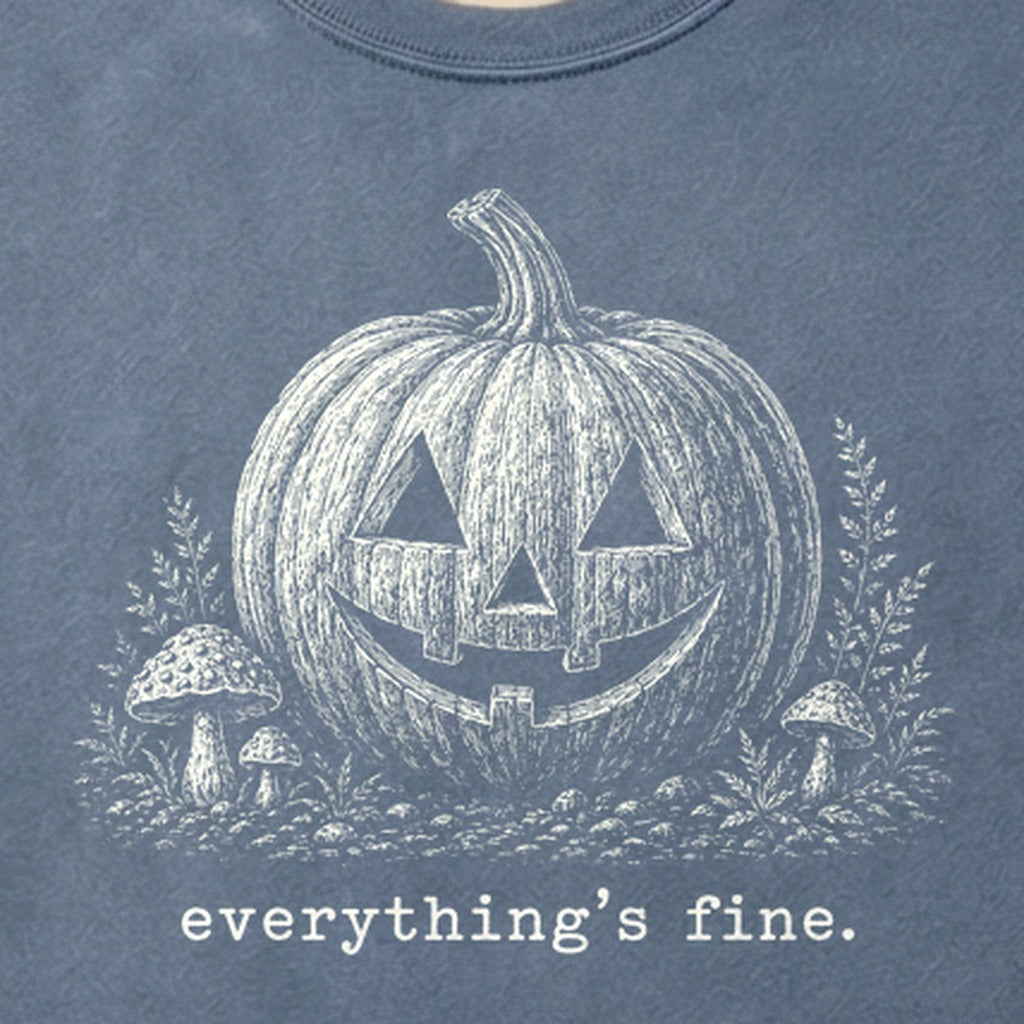 Halloween Pumpkin Everything is Fine Cotton T-Shirt