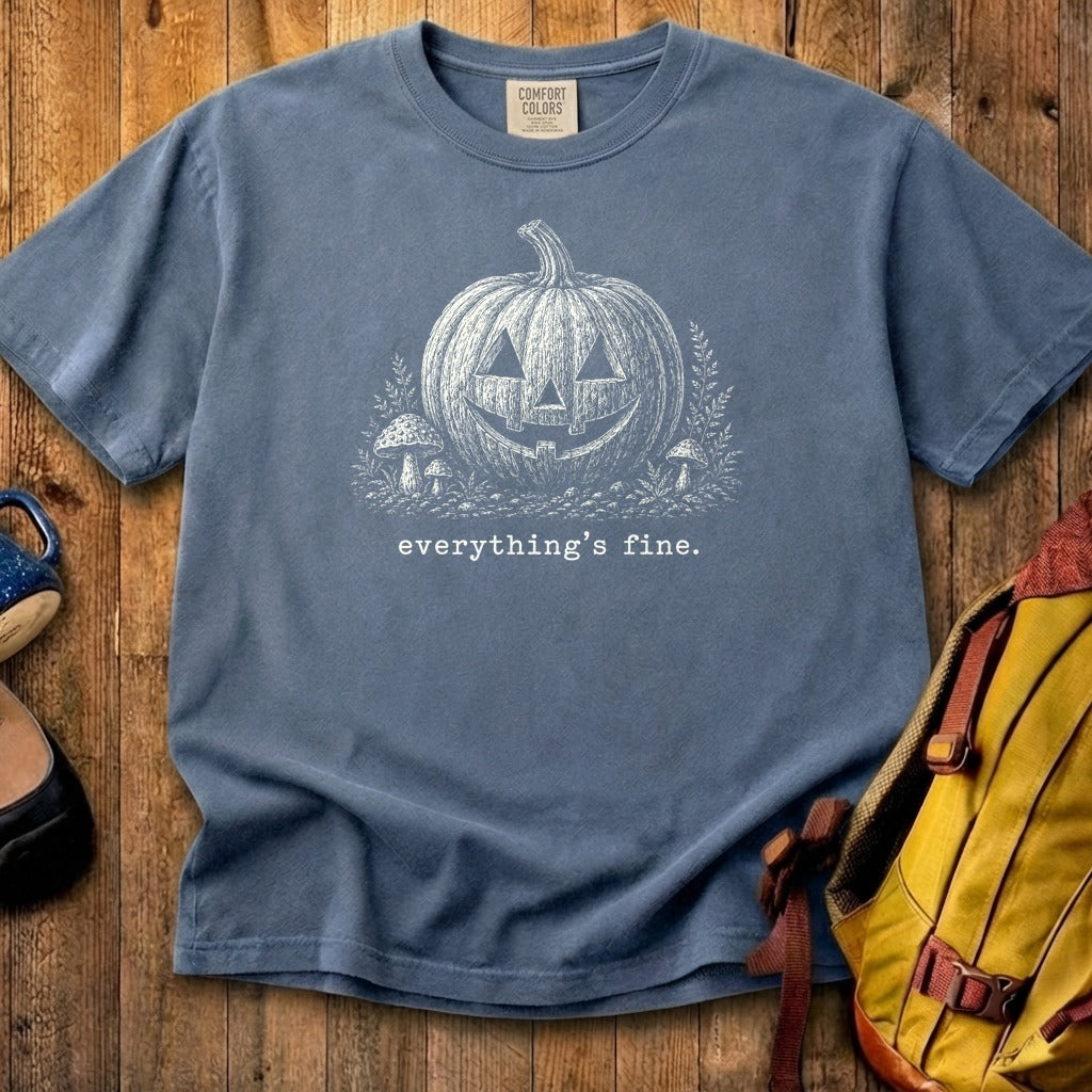 Halloween Pumpkin Everything is Fine Cotton T-Shirt