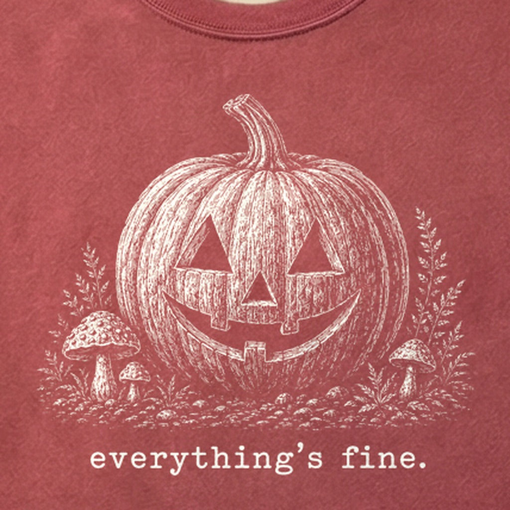 Halloween Pumpkin Everything is Fine Cotton T-Shirt