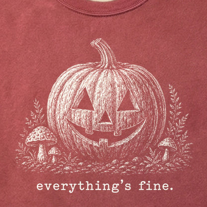 Halloween Pumpkin Everything is Fine Cotton T-Shirt