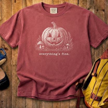 Halloween Pumpkin Everything is Fine Cotton T-Shirt