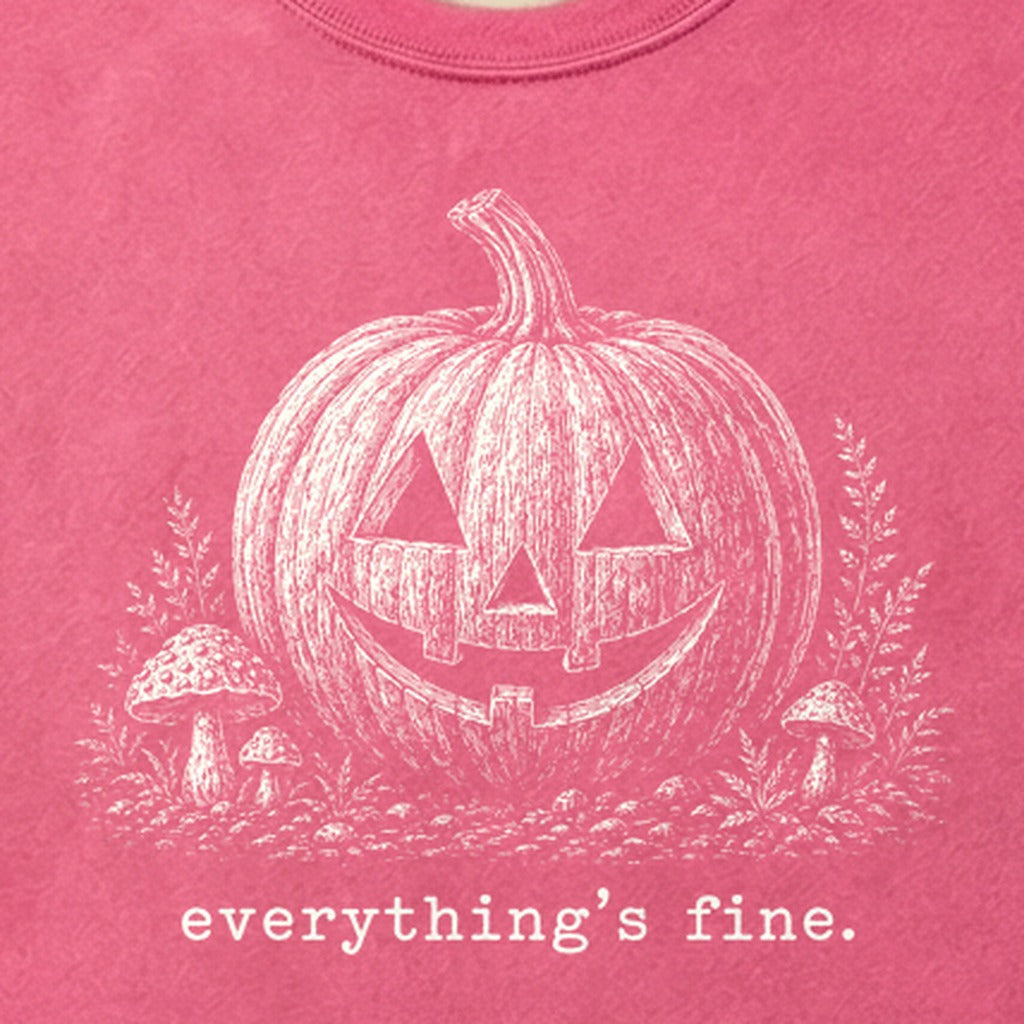 Halloween Pumpkin Everything is Fine Cotton T-Shirt