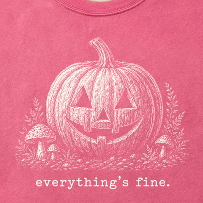 Halloween Pumpkin Everything is Fine Cotton T-Shirt