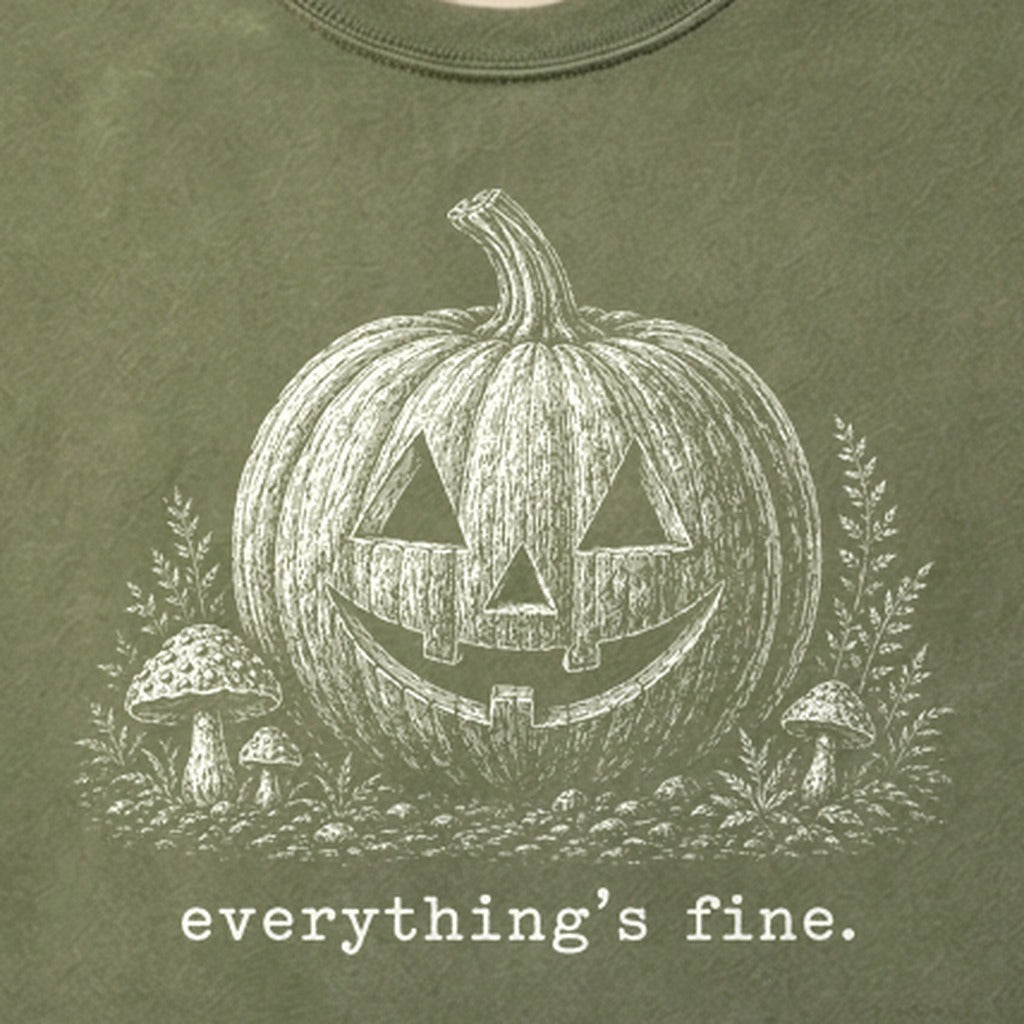 Halloween Pumpkin Everything is Fine Cotton T-Shirt