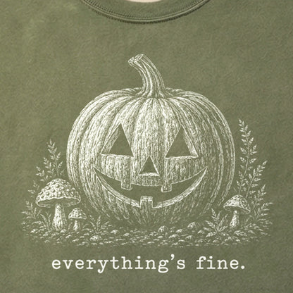 Halloween Pumpkin Everything is Fine Cotton T-Shirt