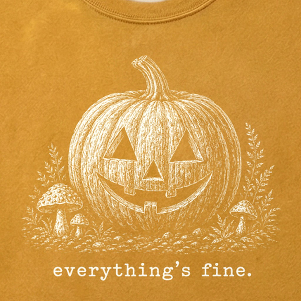 Halloween Pumpkin Everything is Fine Cotton T-Shirt