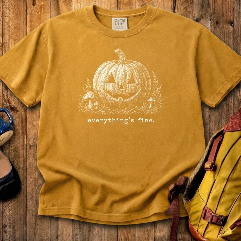 Halloween Pumpkin Everything is Fine Cotton T-Shirt