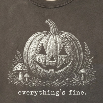 Halloween Pumpkin Everything is Fine Cotton T-Shirt