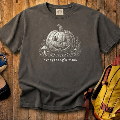 Halloween Pumpkin Everything is Fine Cotton T-Shirt