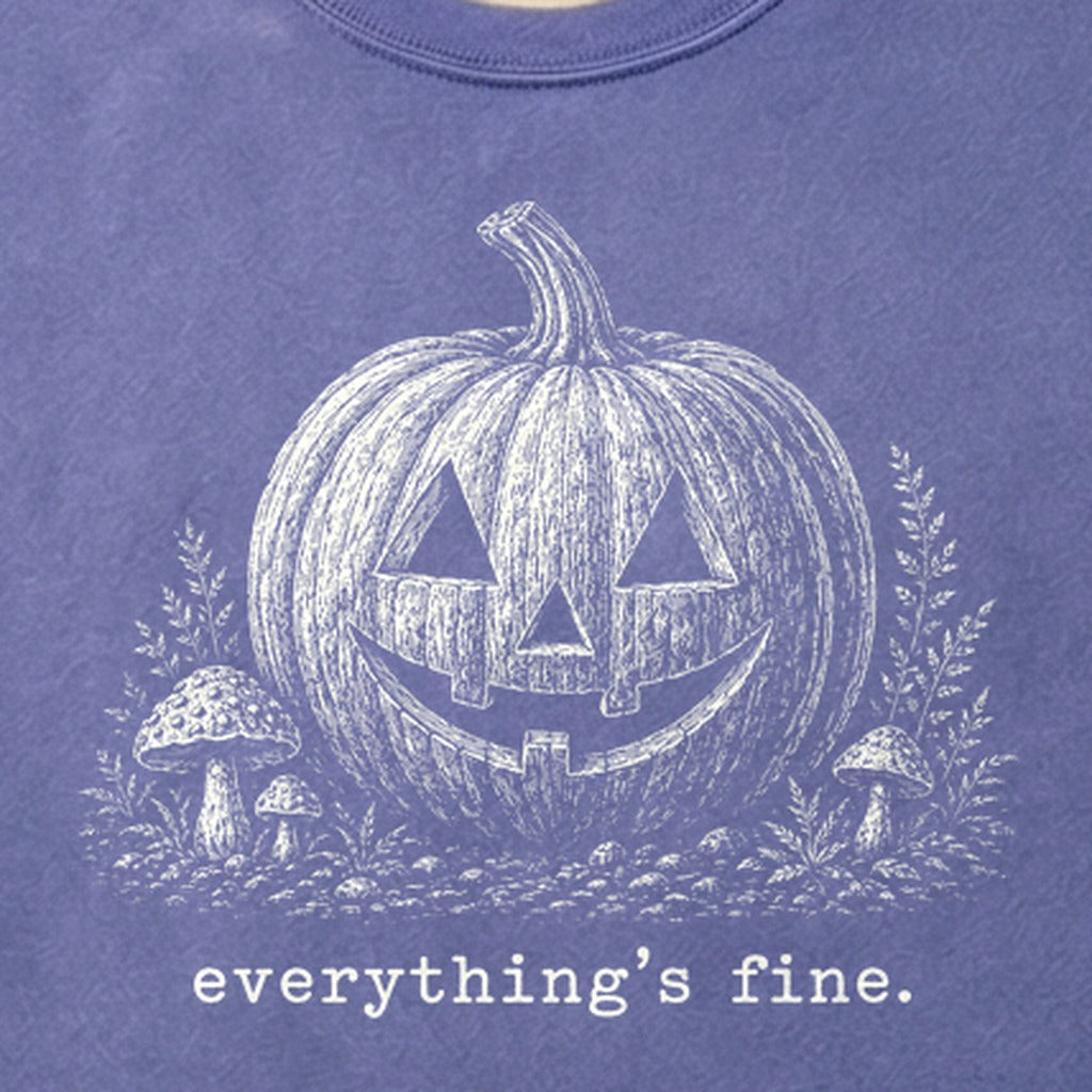Halloween Pumpkin Everything is Fine Cotton T-Shirt