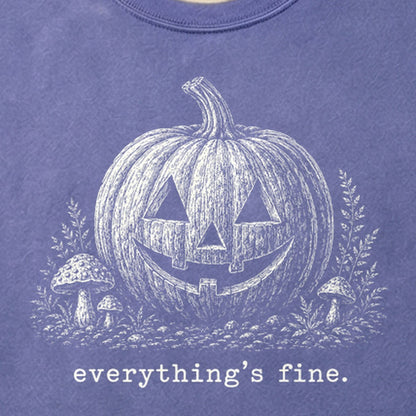 Halloween Pumpkin Everything is Fine Cotton T-Shirt