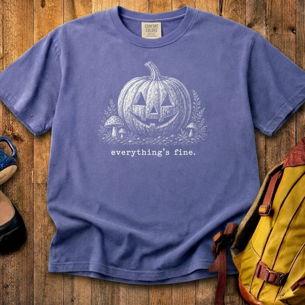 Halloween Pumpkin Everything is Fine Cotton T-Shirt