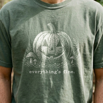 Halloween Pumpkin Everything is Fine Cotton T-Shirt