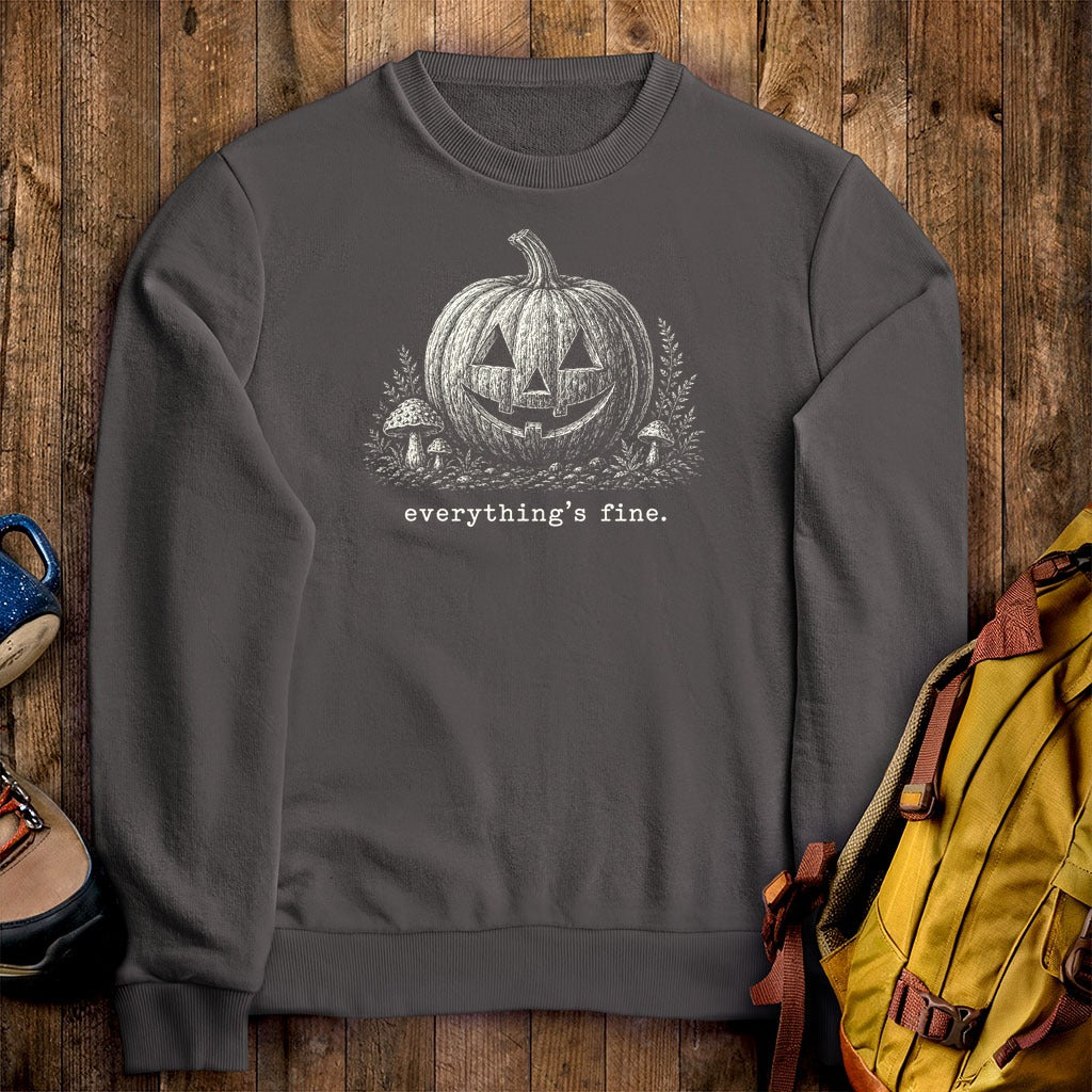 Halloween Pumpkin Everything is Fine Crewneck Sweatshirt