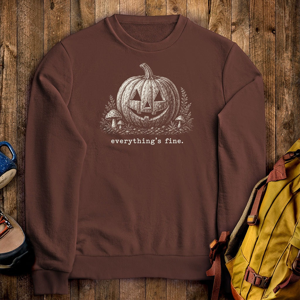 Halloween Pumpkin Everything is Fine Crewneck Sweatshirt