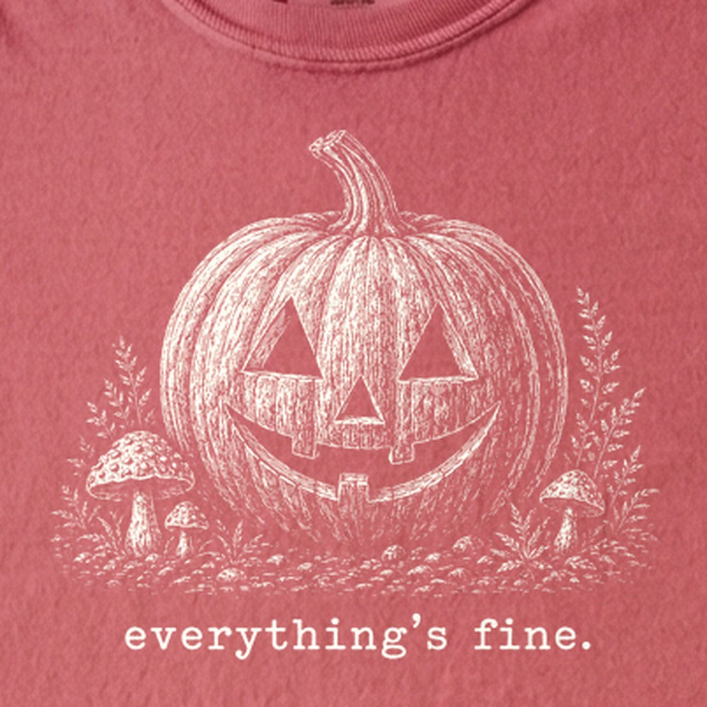 Halloween Pumpkin Everything is Fine Kids Cotton T-Shirt
