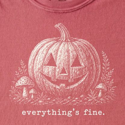 Halloween Pumpkin Everything is Fine Kids Cotton T-Shirt