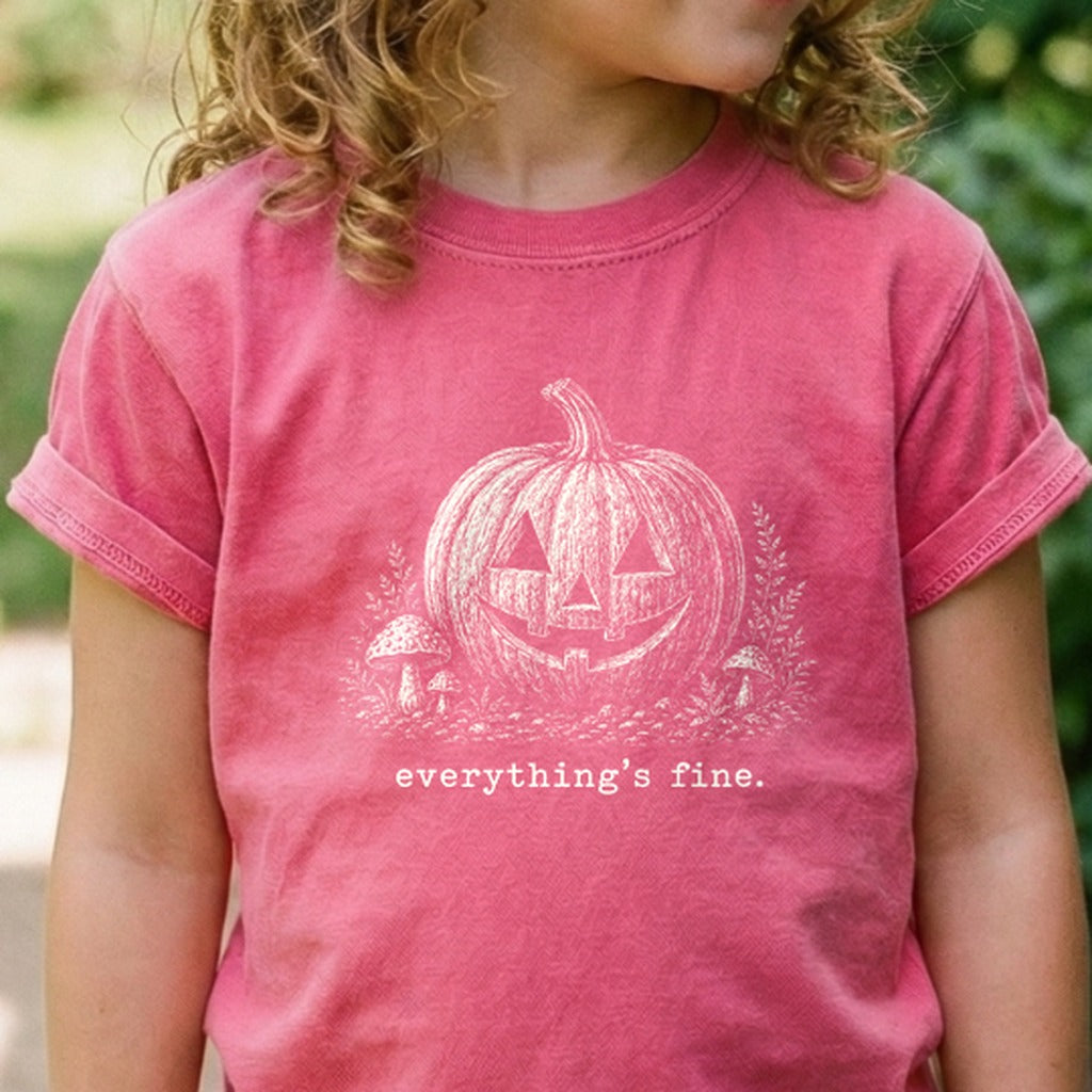 Halloween Pumpkin Everything is Fine Kids Cotton T-Shirt