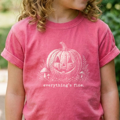 Halloween Pumpkin Everything is Fine Kids Cotton T-Shirt