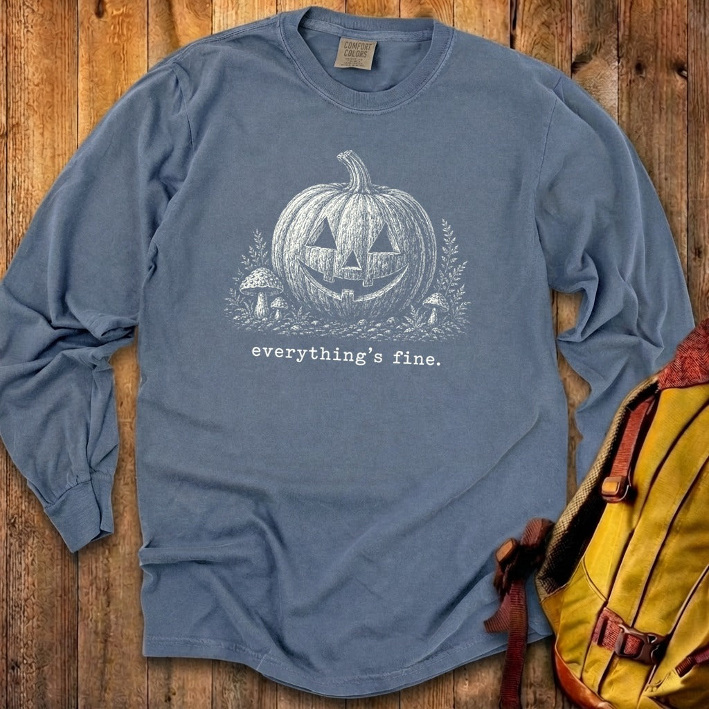 Halloween Pumpkin Everything is Fine Premium Long Sleeve